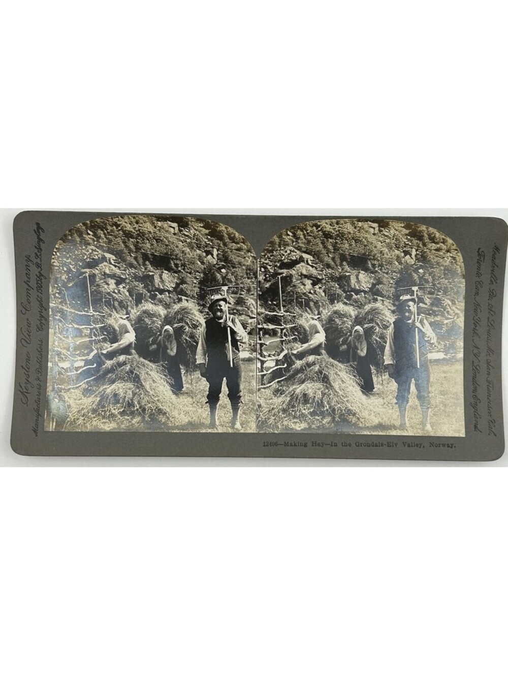 Keystone Stereoview Card 13406 Norway Making Hay Antique Photo Stereograph   L-6